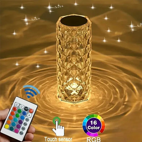 Crystal Touch Control LED Night Lamp with Remote (USB Rechargeable)