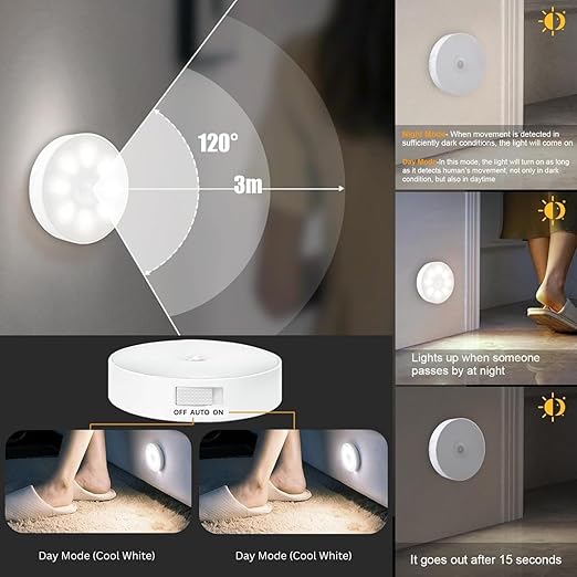 ✨ Smart Motion Sensor LED Light – 🔋 USB Rechargeable & 🌟 Energy Efficient 💡
